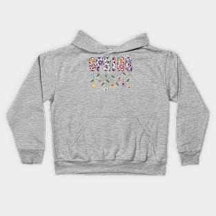 VINTAGE RETRO HELLO SPRING, BOHO FLOWERS GOOD VIBES & SUNSHINE Kids Hoodie